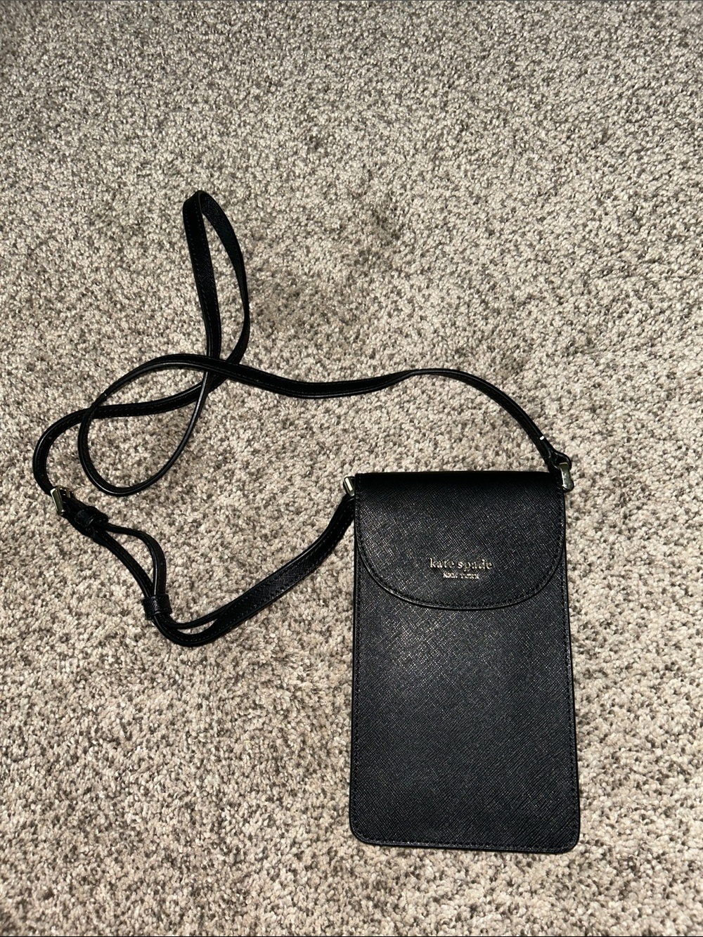 Kate Spade Black Saffiano Leather Slim Crossbody Phone Pouch